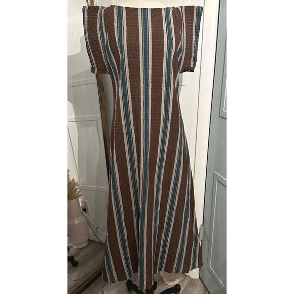 Mara Hoffman Striped Multicolor Brown Maxi Dress Size Small - Picture 1 of 9